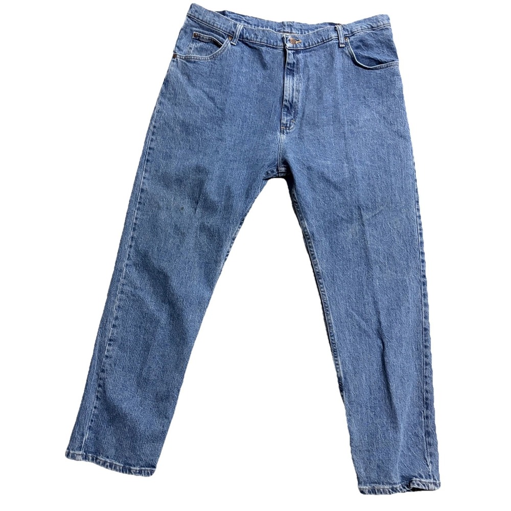 Wrangler Jeans Mens 42x30 Blue Relaxed Fit Denim Straight Leg Zip Fly 1096FXVD